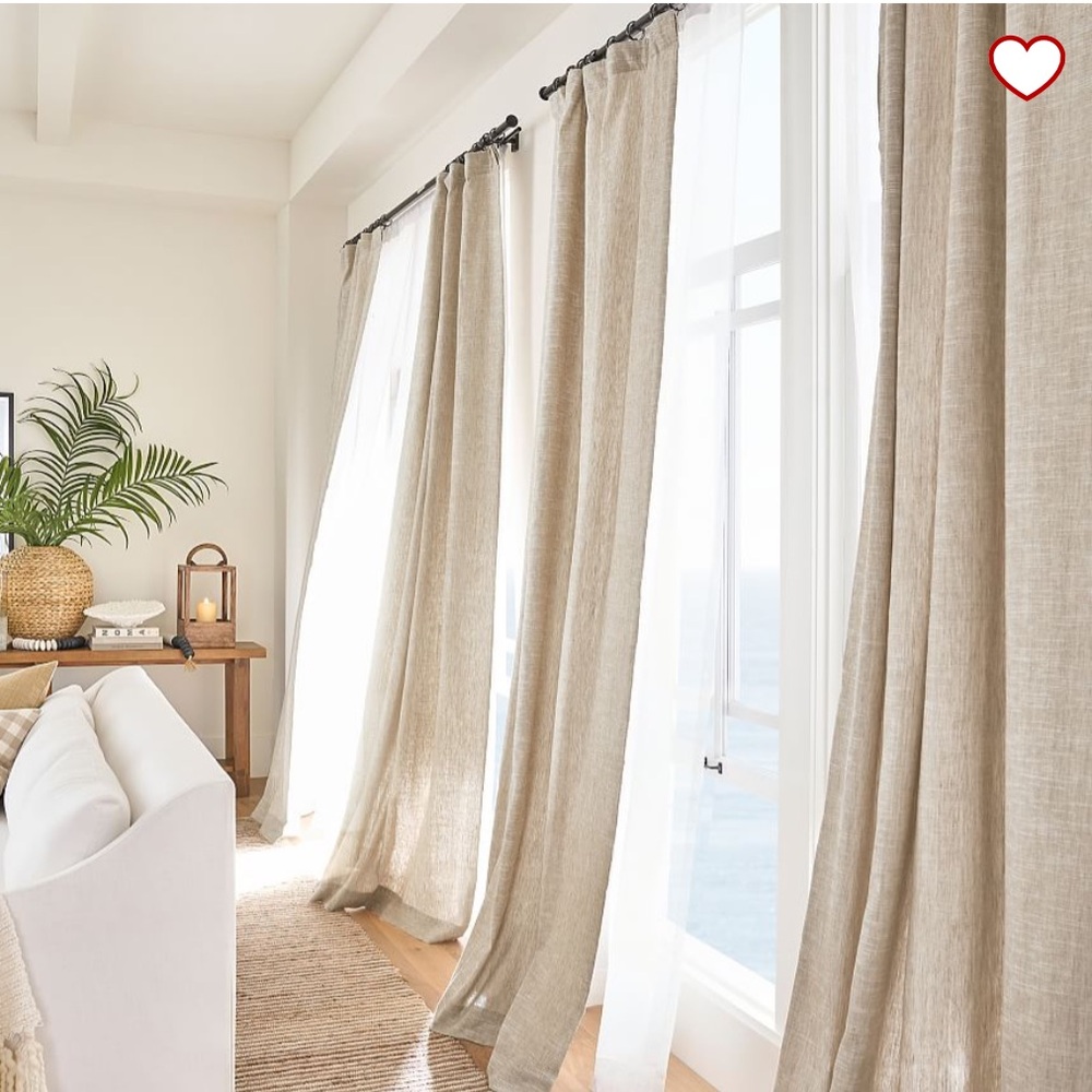 Pottery Barn Emery Linen Curtain in Oatmeal 50x108